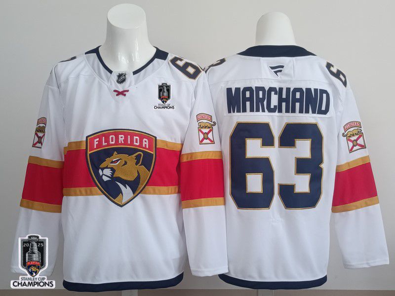 Men 2025 Florida Panthers #63 Marchand White Fanatics Home Premium NHL Jersey style 2->florida panthers->NHL Jersey